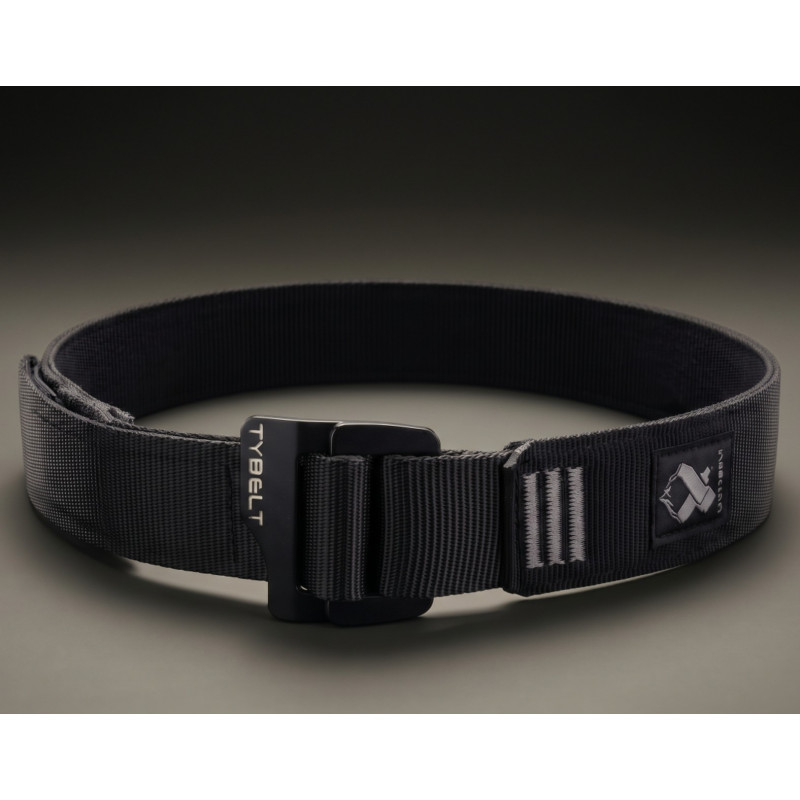 Tybelt Pro : ceinture noire à sangle rigide, vue de trois quarts